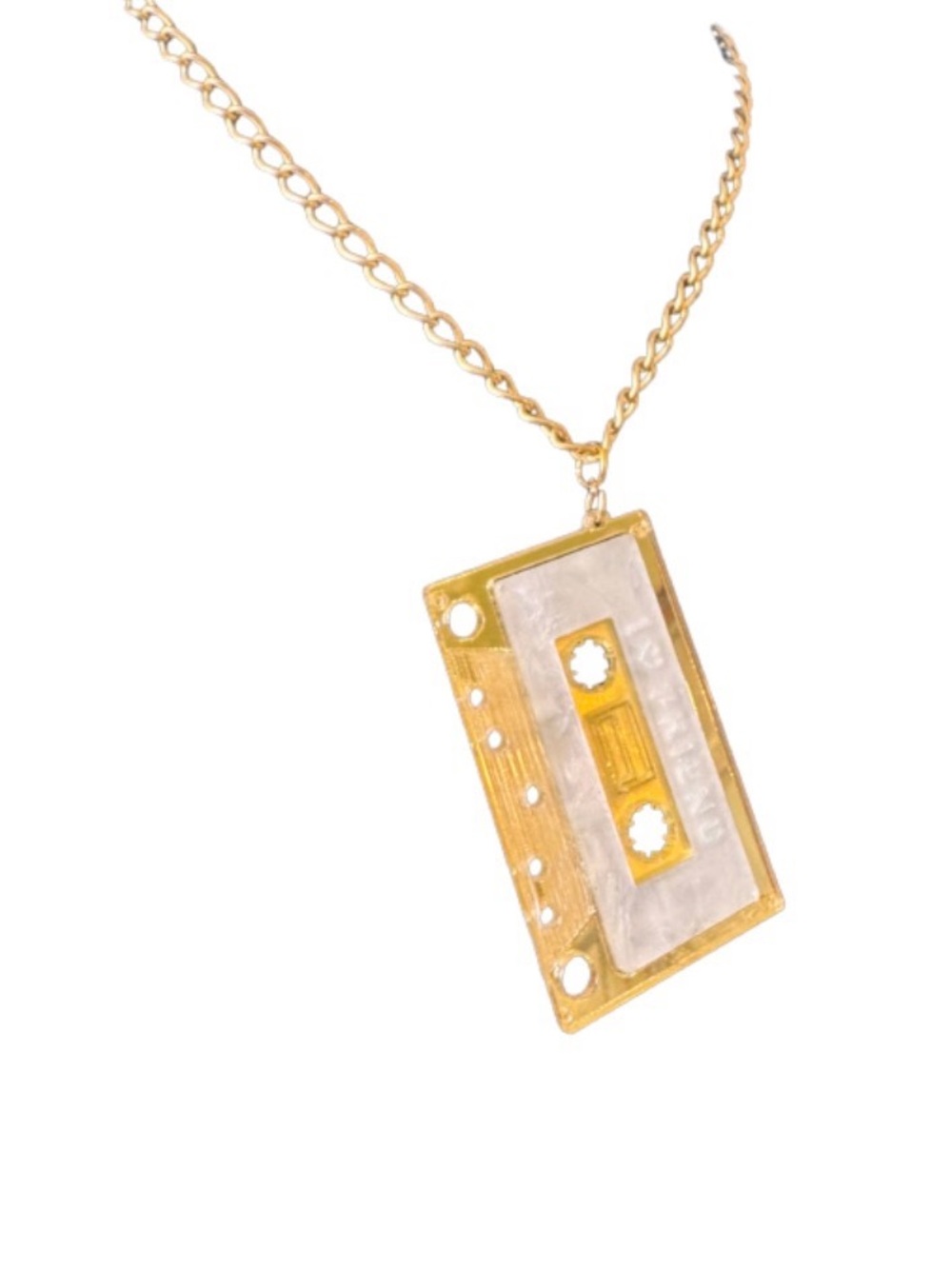 Whimsical Mixed Tape Necklace Gold Toned - Picture 2 of 4